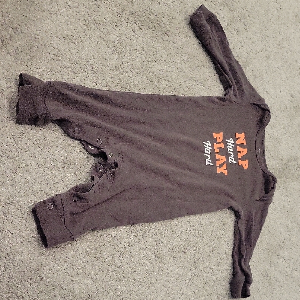 Carter's Gray and Orange Footie One Piece with Snap Closures